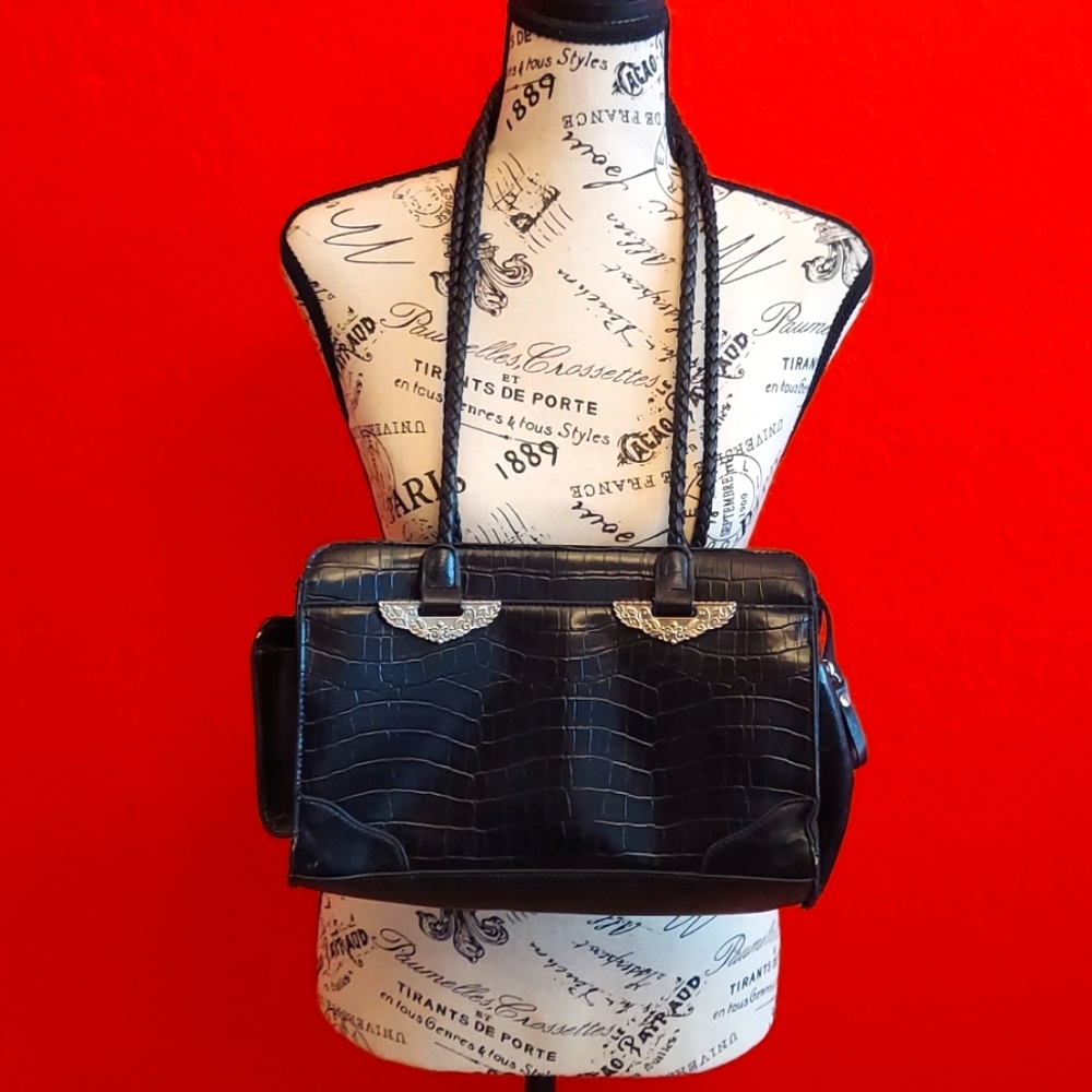 Vintage Faux Alligator Black Purse